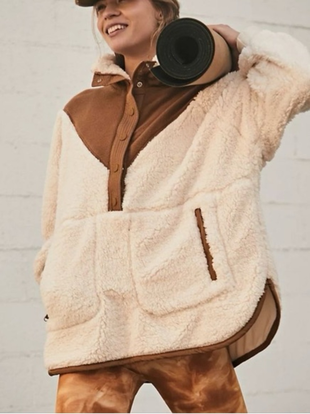 Free People Movement Fall To Rise Fleece Quarter Snap Pullover Size Small